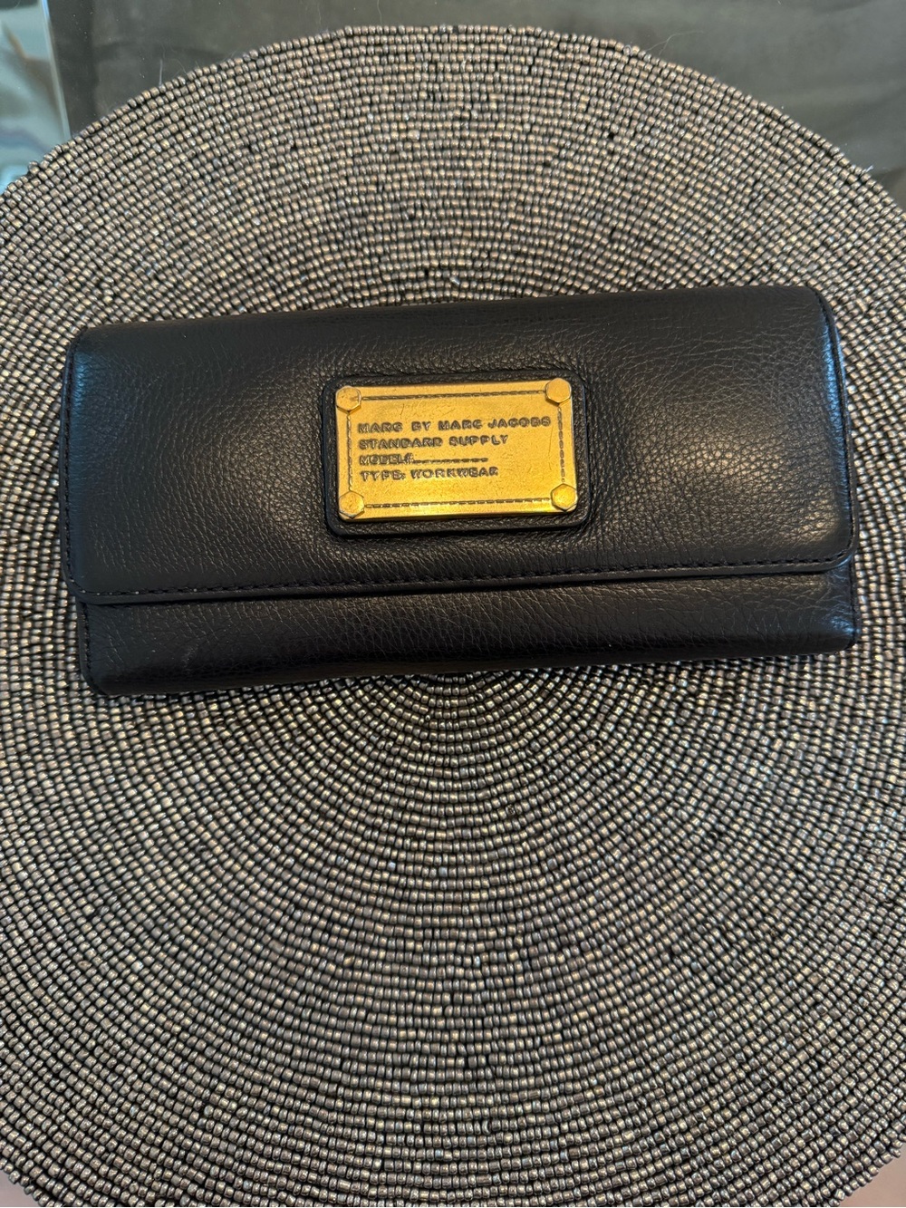 Marc by Marc Jacobs Standard Supply Black Leather Continental Wallet Gold